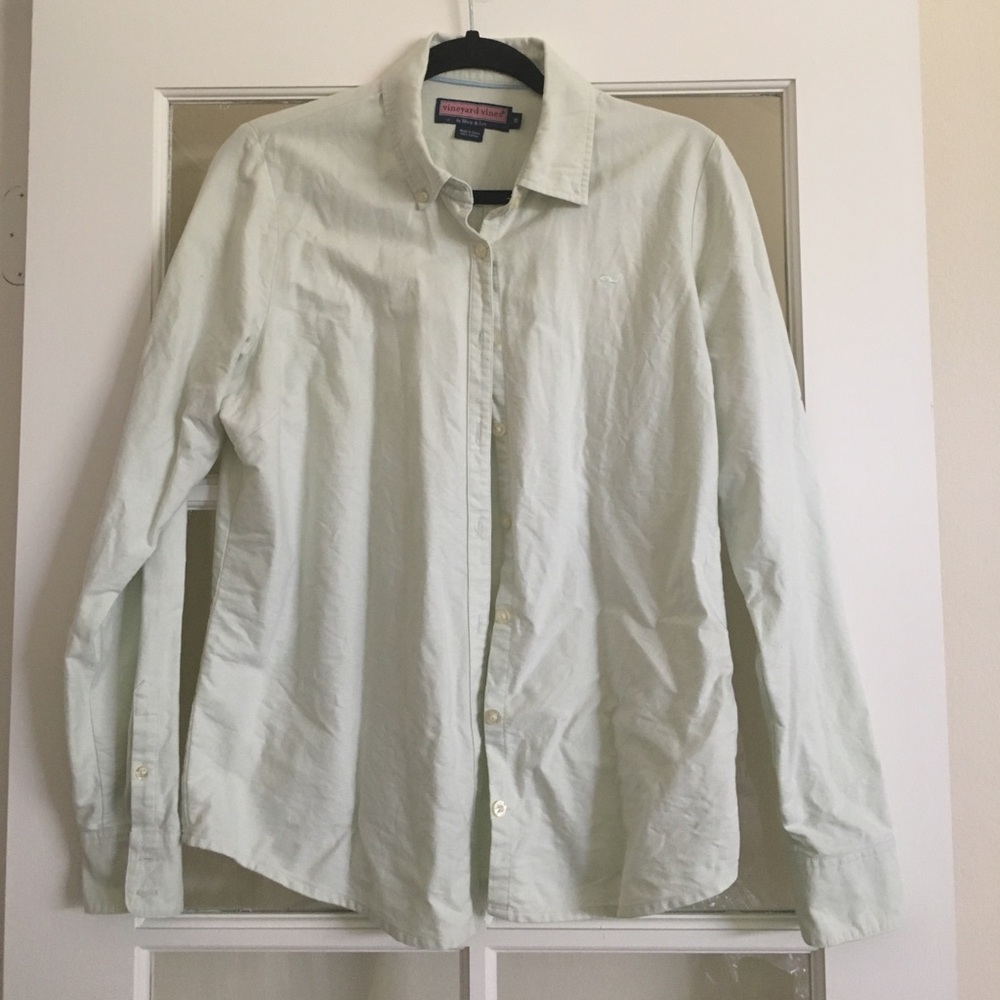 EUC Vineyard Vines Celery Green Oxford Size 10